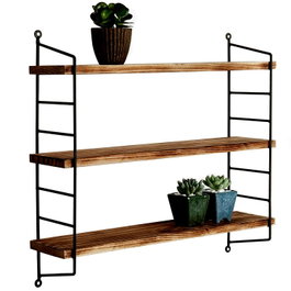 Hanah Home Wr088 Estantería de Pared de Madera y Metal Negro y Nogal